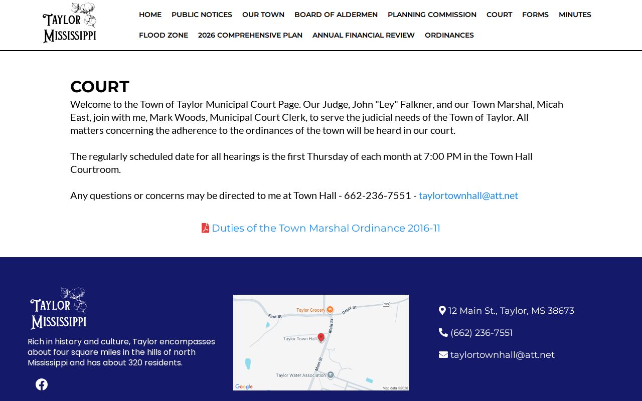 Official Taylor Municipal Court page